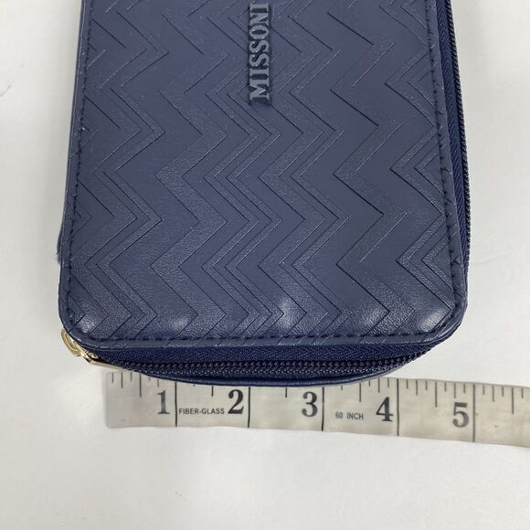 Missoni Toiletry Bag Zipper Travel Pouch Navy Blue Delta Luxe Cosmetic Organizer - Picture 8 of 9